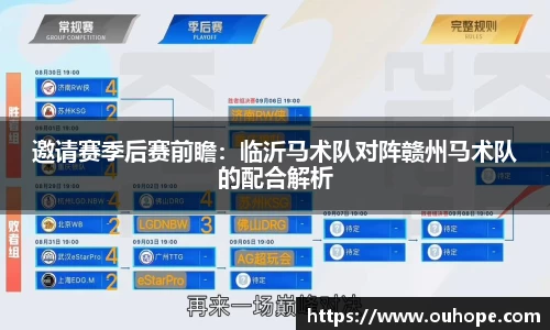 邀请赛季后赛前瞻：临沂马术队对阵赣州马术队的配合解析