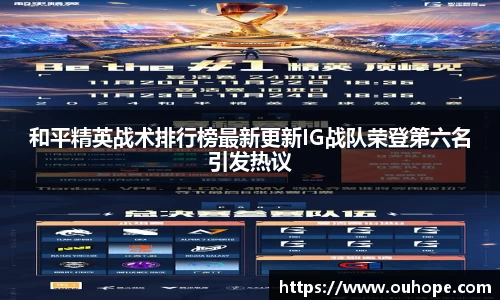 和平精英战术排行榜最新更新IG战队荣登第六名引发热议